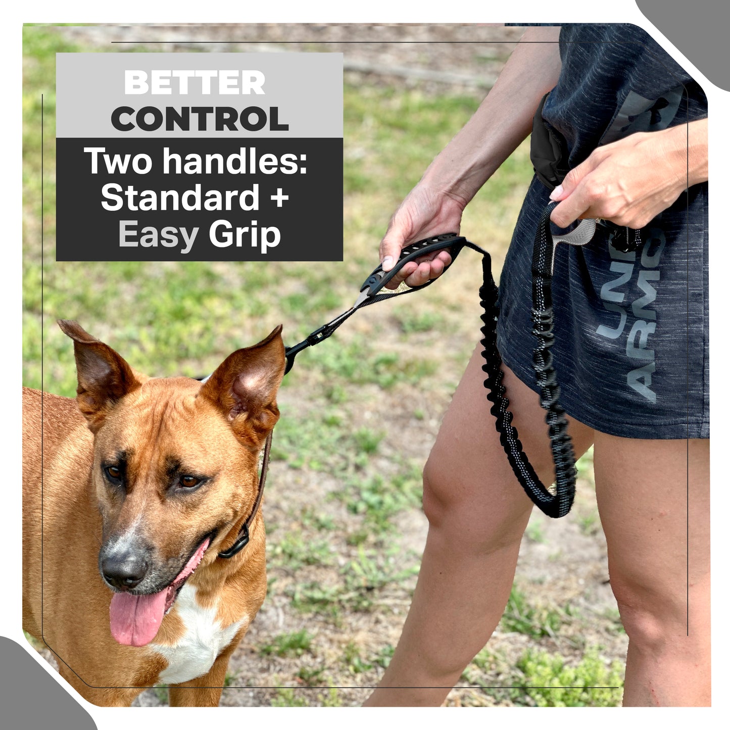 Athletic Hands Free Dog Lead - Running Dog Lead with Waist Belt - 1 Dog Black