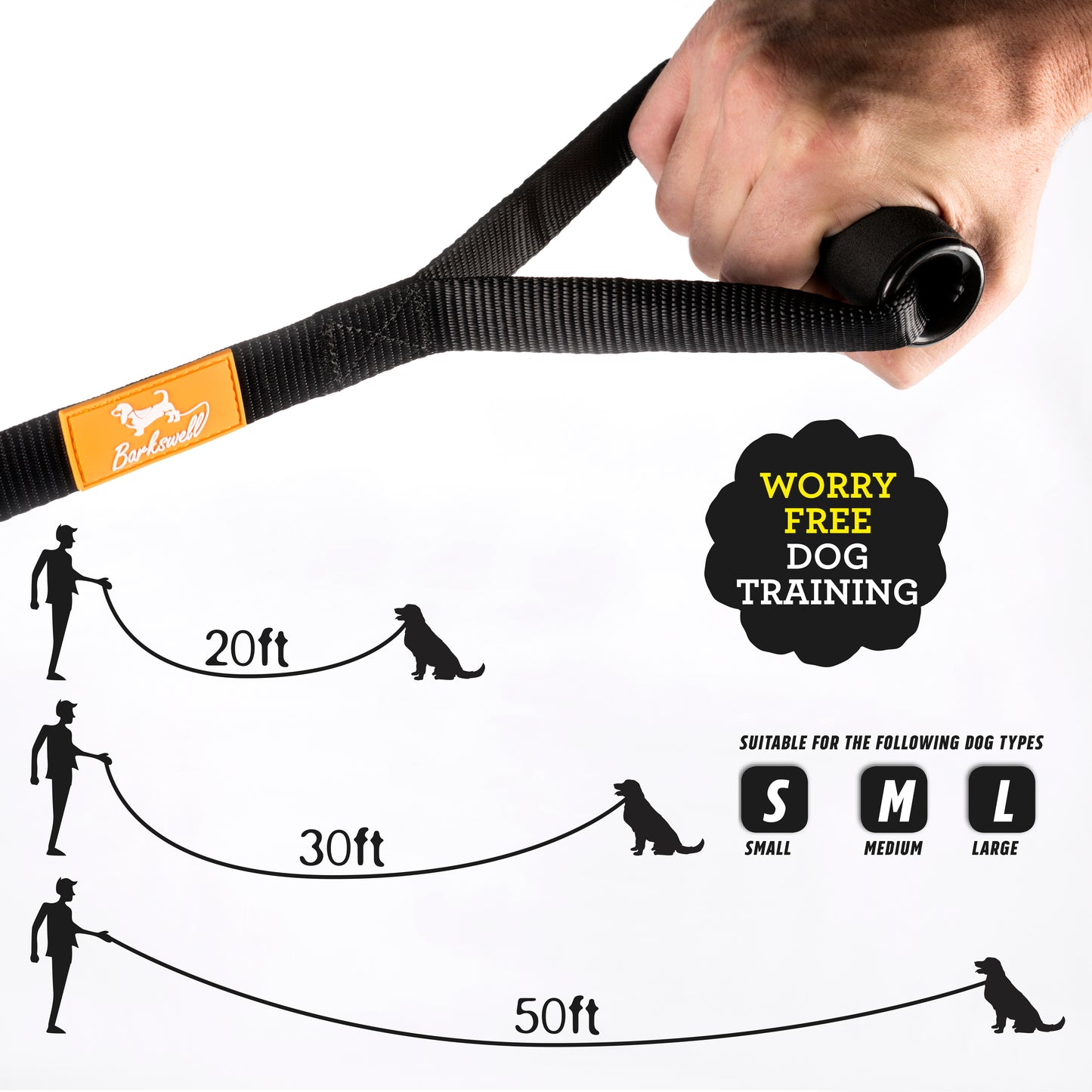 Dog Training Lead with Foam Handle 30 Foot