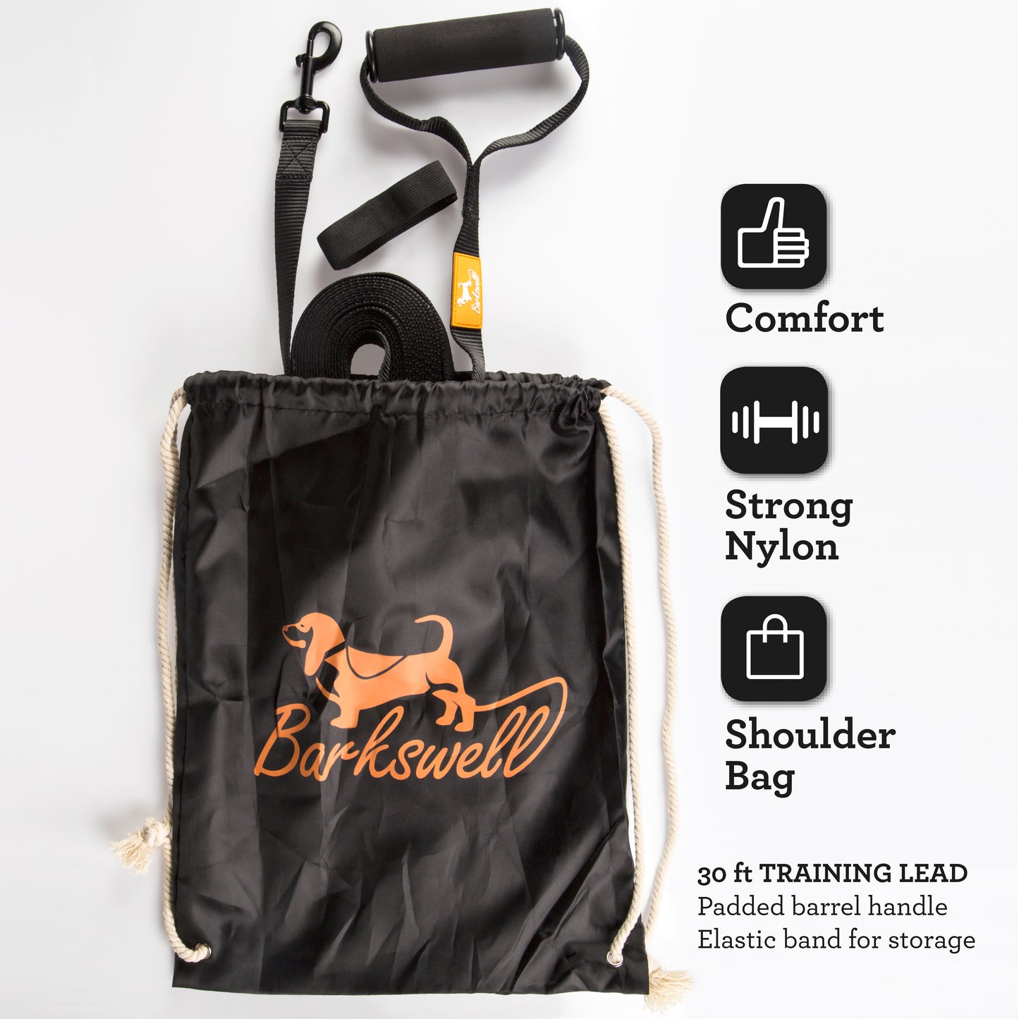 Dog Training Lead with Foam Handle 30 Foot