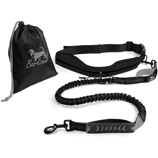 Athletic Hands Free Dog Lead - Running Dog Lead with Waist Belt - 1 Dog Black