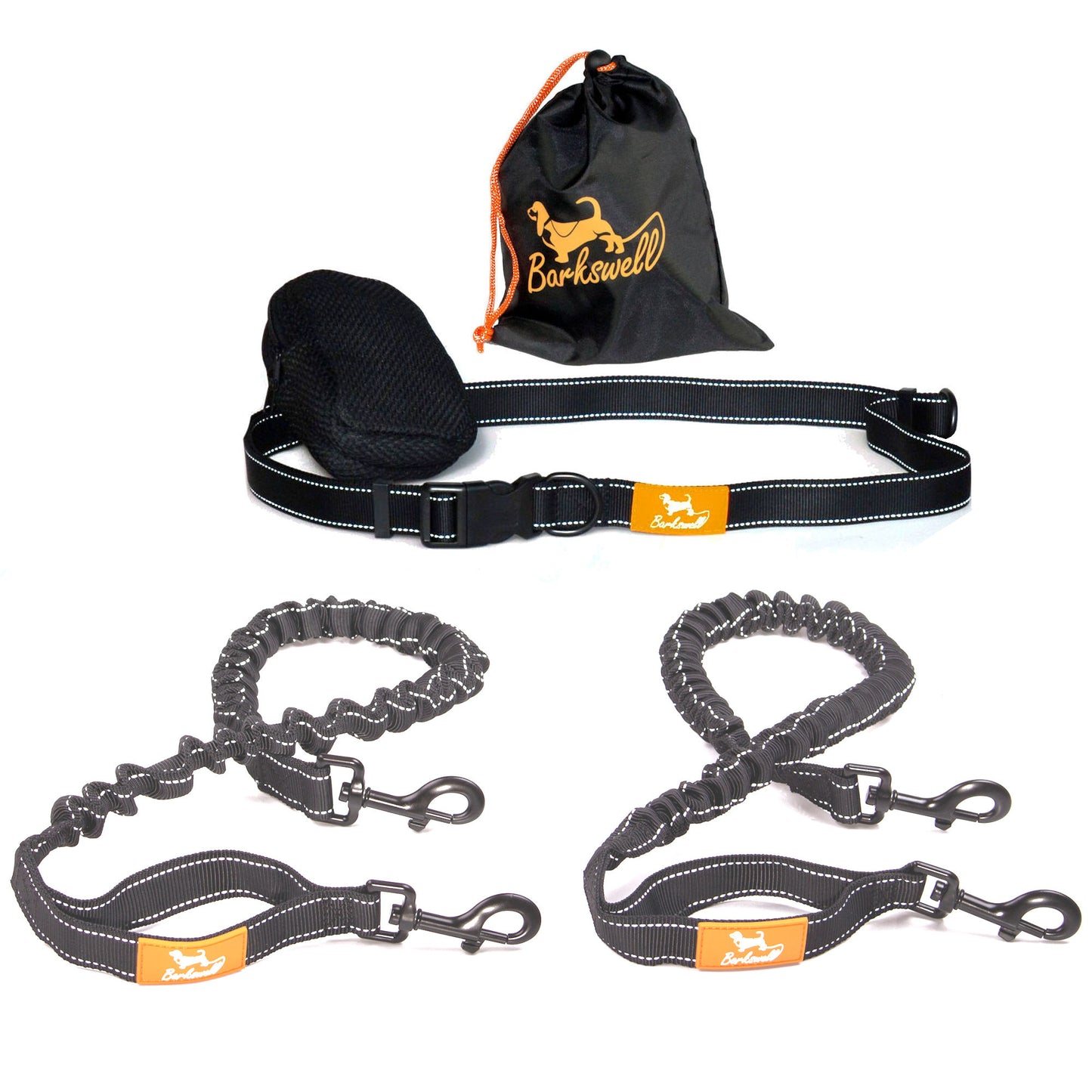Original Hands Free Dog Lead - Running Dog Lead with Waist Belt - 2 Dogs