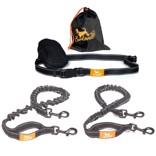 Original Hands Free Dog Lead - Running Dog Lead with Waist Belt - 2 Dogs
